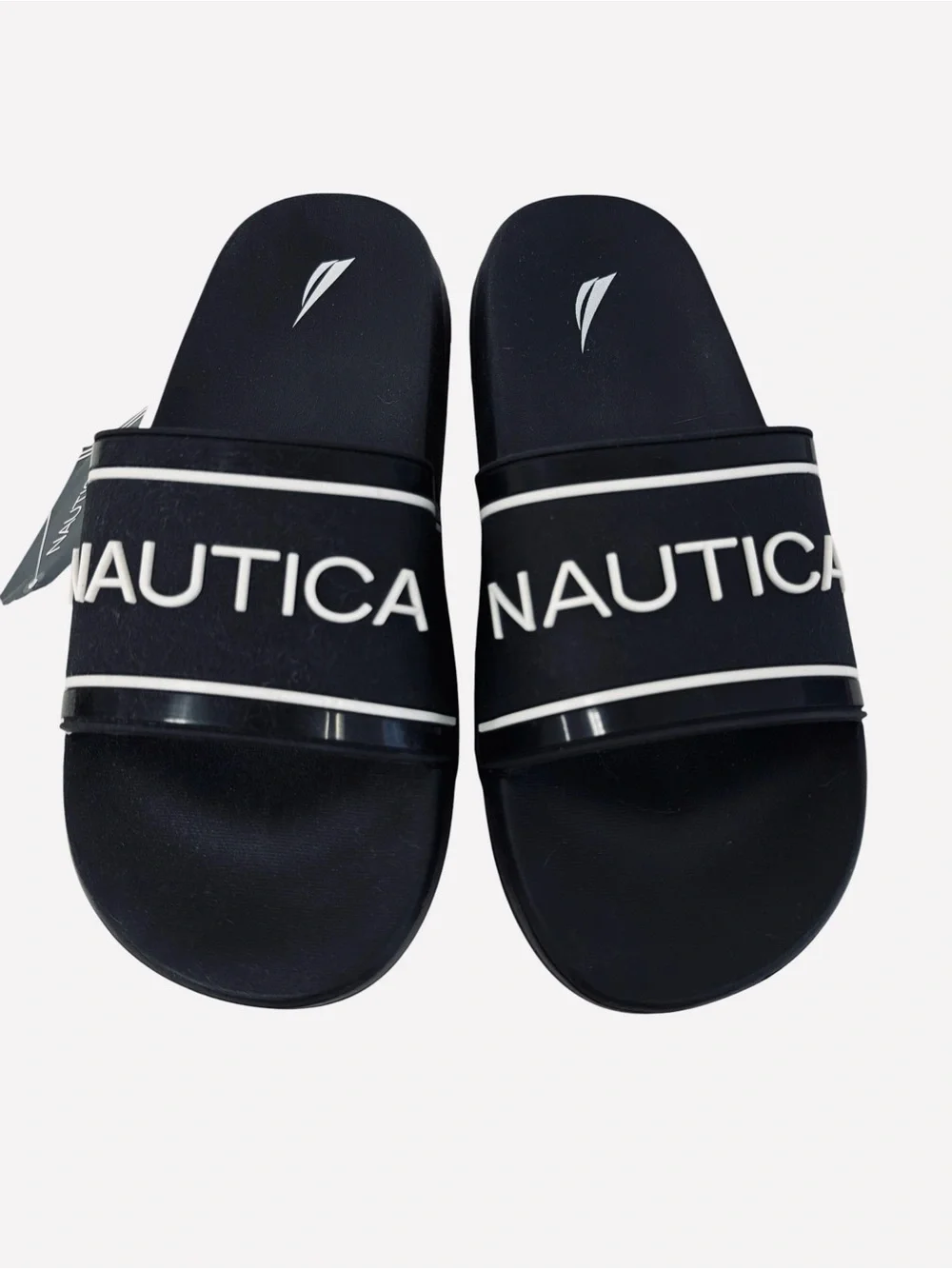 Nautica Men's Athletic Slide Comfort Sandal Shower Slippers Black/White Size 7